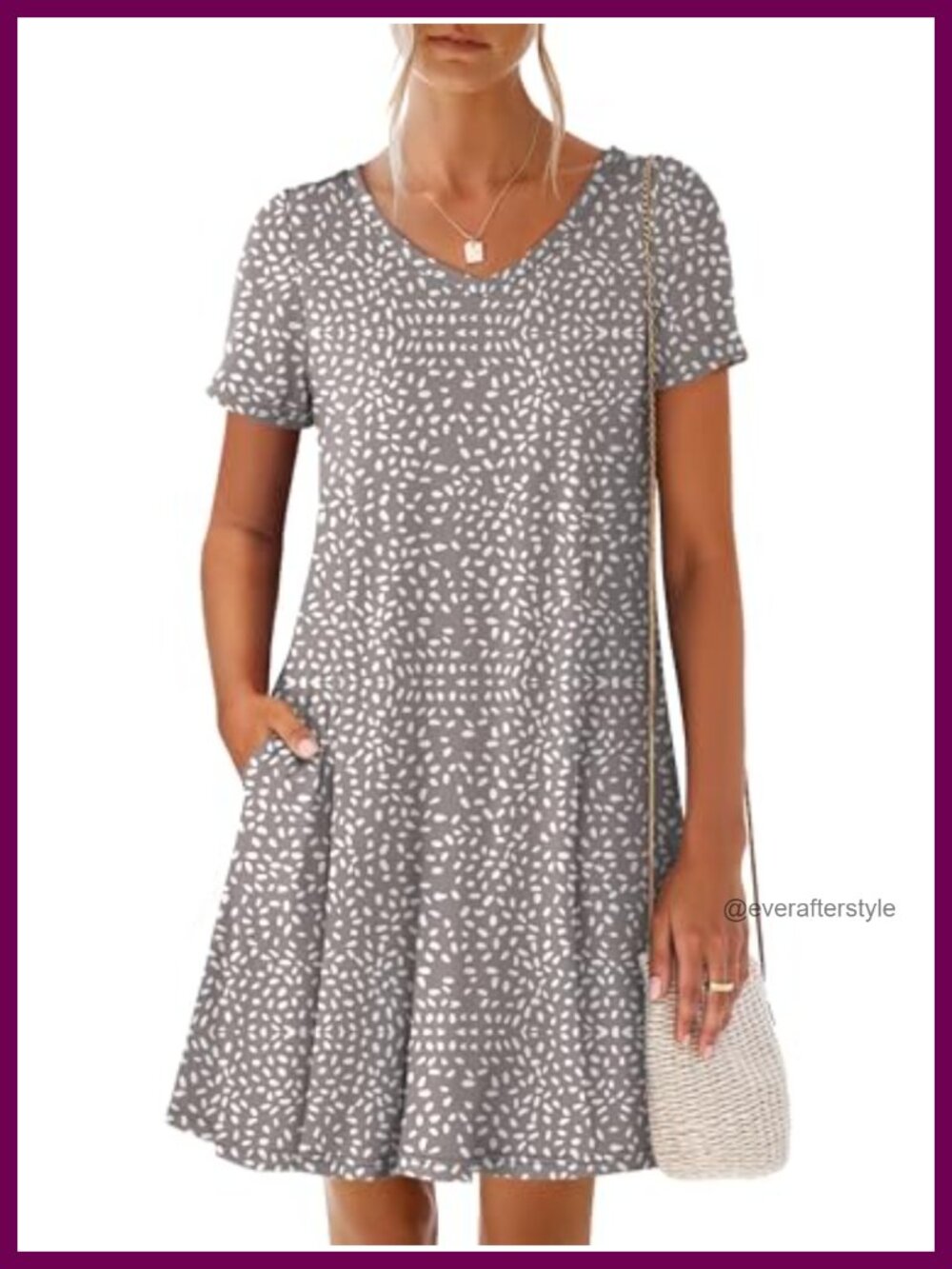Women's Summer Short Dress V-Neck Swing A-Line with Pockets